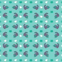 pattern of a cute gray kitten playing with a ball of yarn vector