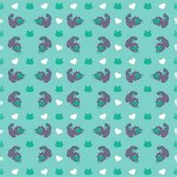 pattern of a cute gray kitten playing with a ball of yarn vector