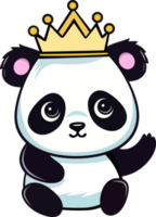 linda bebé panda en corona. ilustración png
