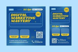 Digital marketing online workshop social media banner vector design template