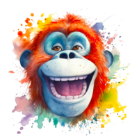 ai generativo acuarela sonriente animales, acuarela chapoteo gracioso animal png