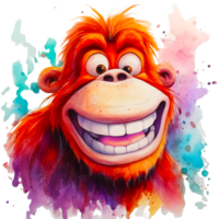 ai generativo acquerello sorridente animali, acquerello spruzzo divertente animale png