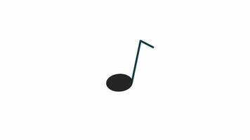 Animated bw musical note. Flat outline style icon 4K video footage for web design. Melody singing isolated monochrome thin line object animation on white background with alpha channel transparency