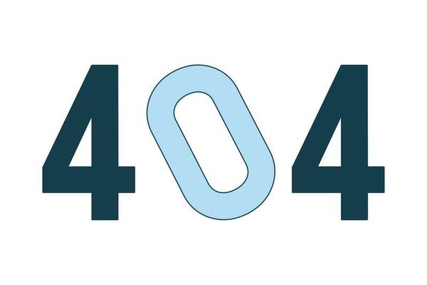 Tilted zero number error 404 flash message. Creative sloping 0 number. Inclined digit. Empty state ui design. Page not found popup cartoon image. Vector flat illustration concept on white background