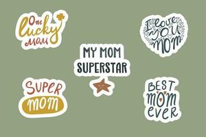 Cute hand drawn lettering about mom and motherhood vector