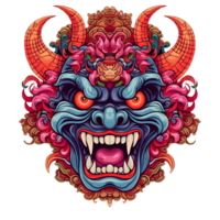 balinesisk barong mask, kinesisk lejon dansa mask, japansk mask. ai genererad png