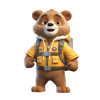 3d fofa Urso mascote ai gerado png