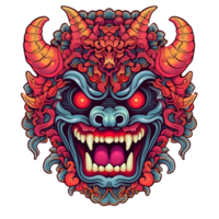 balinesisk barong mask, kinesisk lejon dansa mask, japansk mask. ai genererad png