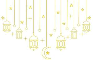 ramadan lantern line art gold vector