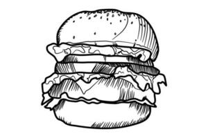 hamburguesa línea Arte rápido comida ilustración vector