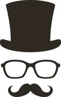 Gentleman icon. Unknown man with a mustache in the hat and glasses vector