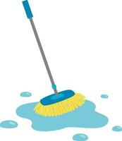Wet mop in puddle. vector