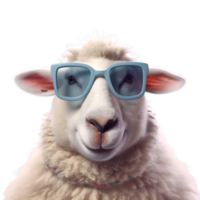 Portrait of sheep in sunglasses. ai generated png