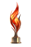 elegant Feuer Trophäe, 3d Champion Trophäe, Sport vergeben, Gewinner Preis, Meister Feier gewinnen Konzept. ai generiert png