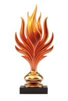 elegant fire trophy, 3d Champion trophy, sports award, Winner prize, champions celebration winning concept. png