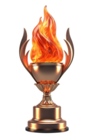 elegant Feuer Trophäe, 3d Champion Trophäe, Sport vergeben, Gewinner Preis, Meister Feier gewinnen Konzept. ai generiert png