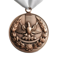 Closeup of gold medal on transparent background. ai generated png