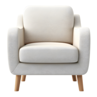 modern white sofa isolated on transparent background. ai generated png