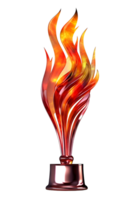 elegant Feuer Trophäe, 3d Champion Trophäe, Sport vergeben, Gewinner Preis, Meister Feier gewinnen Konzept. ai generiert png