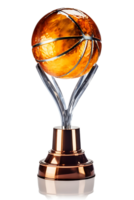 basketbal trofee, 3d kampioen trofee, sport prijs, winnaar prijs, kampioenen viering winnend concept. ai gegenereerd png
