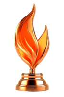 elegant Feuer Trophäe, 3d Champion Trophäe, Sport vergeben, Gewinner Preis, Meister Feier gewinnen Konzept. ai generiert png