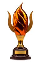 elegant Feuer Trophäe, 3d Champion Trophäe, Sport vergeben, Gewinner Preis, Meister Feier gewinnen Konzept. ai generiert png