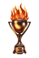 elegant Feuer Trophäe, 3d Champion Trophäe, Sport vergeben, Gewinner Preis, Meister Feier gewinnen Konzept. ai generiert png