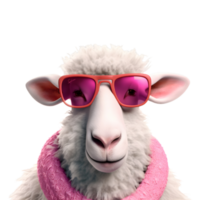 Portrait of sheep in sunglasses. ai generated png