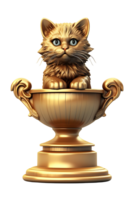 gatto trofeo, campione trofeo, gli sport premio, vincitore premio, campioni celebrazione concetto. ai generato png