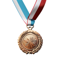 Closeup of gold medal on transparent background. ai generated png