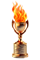 elegant Feuer Trophäe, 3d Champion Trophäe, Sport vergeben, Gewinner Preis, Meister Feier gewinnen Konzept. ai generiert png