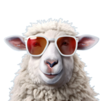 Portrait of sheep in sunglasses. ai generated png