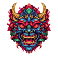 balinesisk barong mask, kinesisk lejon dansa mask, japansk mask. ai genererad png