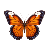 Beautiful colorful bright multicolored butterflies with wings spread isolated on transparent background, close-up macro. png