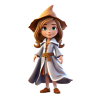 3d mignonne fille porter Halloween costume. ai généré png