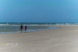 North Sea North Holland beach with sea with walking people photo