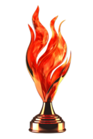 elegant fire trophy, 3d Champion trophy, sports award, Winner prize, champions celebration winning concept. png