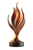 elegant Feuer Trophäe, 3d Champion Trophäe, Sport vergeben, Gewinner Preis, Meister Feier gewinnen Konzept. ai generiert png