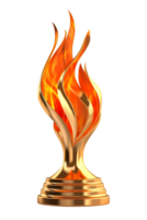 elegant fire trophy, 3d Champion trophy, sports award, Winner prize, champions celebration winning concept. png