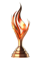 elegant Feuer Trophäe, 3d Champion Trophäe, Sport vergeben, Gewinner Preis, Meister Feier gewinnen Konzept. ai generiert png