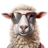 Portrait of sheep in sunglasses. ai generated png