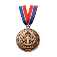 Closeup of gold medal on transparent background. ai generated png