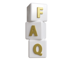 Three cubes with FAQ, Q and A, Question Frequency png