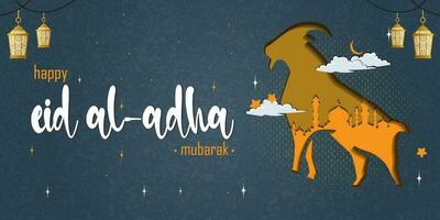 Eid Adha Mubarak Greeting Islamic Illustration Background Vector Design