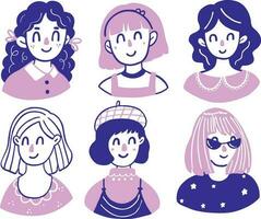 Set Collection Trendy Gen Z Character Avatar Illustration vector