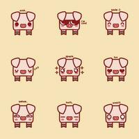cute kawaii piglet emoji set vector