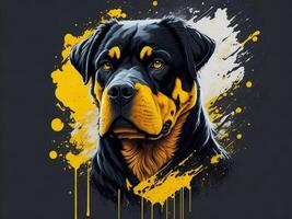 A detailed illustration cool ninja Rottweil and dog face T shirts design and stickers photo