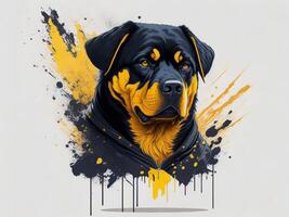 A detailed illustration cool ninja Rottweil and dog face T shirts design and stickers photo