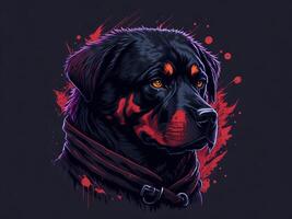 A detailed illustration cool ninja Rottweil and dog face T shirts design and stickers photo