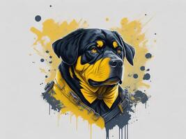 A detailed illustration cool ninja Rottweil and dog face T shirts design and stickers photo